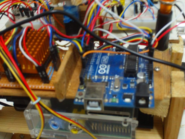Arduino UNO board, which is the (current)brains behind this robot.